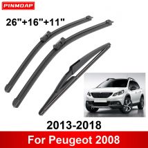 3PCS Car Wiper For Peugeot 2008 2013-2018 Front Rear Wiper Blades Brushes Auto Accessories 2013 2014 2015 2016 2017 2018