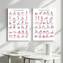 Mattina e sera Yoga Stampa su tela regolare Postura yoga di 30 giorni Poster artistici da parete per soggiorno moderno Dormitorio Decorazioni per la casa