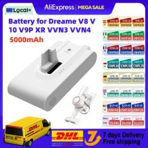 Batteria originale da 5000 mAh per Dreame V9 V9P XR V10 VVN3 VVN4 V8 Batteria di ricambio Tenuto in mano Cordless Aspirapolvere Accessorio