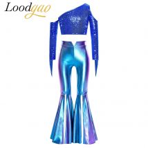 Girls Disco Hippie Sequins Cosutme Jazz Dance Clothes Sets Children Shiny Outfits Kids Tassels Streetwear Performance Costume