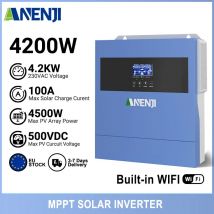 ANENJI 4KW 6.2KW MPPT Inverter solare ibrido Sinusoidale puro Off Grid Tie 230VAC PV 500V Regolatore di carica solare MPPT integrato