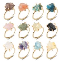 Heilkristalle Unregelmäßige Steinringe Offene Ringe Natursteinring für Frauen Mädchen Vintage Geometrie Ringe Schmuckzubehör
