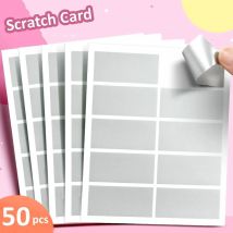 50 stücke Belohnung Rubbel karte Film beschichtete Aufkleber kratzen Etiketten DIY Kinder Einlösung Gutscheine zerkratzt Streifen Karten film