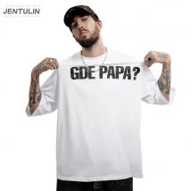Hip Hop Streetwear Männer T-shirt Übergroßen Kurzarm GDE PAPA Grafik Druck Y2k Tops T Harajuku Goth Ästhetische Kleidung Baumwolle
