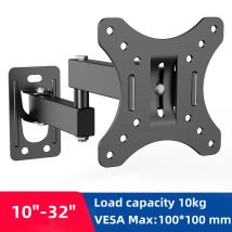 Supporti TV regolabili Staffa per montaggio a parete Supporta TV LED/LCD da 10"-32", può contenere fino a 10 kg, VESA 100*100, supporto TV per uso domestico e ufficio