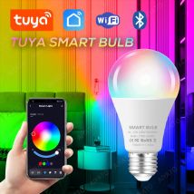 Bombilla LED Tuya WIFI Bluetooth Control de aplicación Smart Life regulable 9W 18W E27 220V RGB + CW + WW lámparas que cambian de Color compatibles con IOS/Android