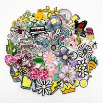45pcs/lot Random Flower Embroidery Patches Adventure Iron on Patches Applique for Clothing DIY Stripes Patches Stickers