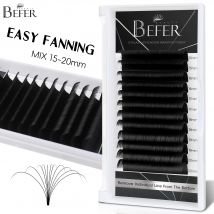 Befer Beauty Easy Fan Volume Wimpernverlängerung 15–20 mm PBT Mattschwarz Weiche Easy Fanning Bloom Wimpern Austomatic Flowering