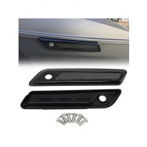 Motorcycle Black Aluminum Hard Saddlebag Latch Cover Smoke Reflectors For Harley Touring Road King Road Glide Street Glide 14-up
