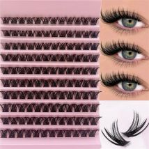 120 Stück Cluster-Wimpern, 8–16 mm, dünne Einzelwimpern, natürliches Aussehen, D-Locken, flauschige Cluster-Wimpern, DIY-Wimpernverlängerung