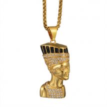Ägyptische Königin Nofretete Pharao Anhänger männlich Gold Farbe Edelstahl Halskette für Männer/Frauen alten Ägypten Schmuck Geschenk