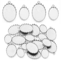 10 Stück 13x18/18x25mm Innengröße Edelstahl Ovaler Cabochon-Sockel Kamee-Fassung Anhänger-Basis für Schmuckherstellung