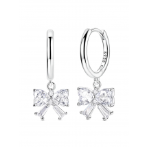 925 Sterling Silver Earrings Women Sparkling Ribbon Zirconia Drop Earring For Anniversary Wedding Jewelry Gifts