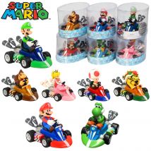 Super Mary Series Karting Mario Bros Luigi Yoshi Donkey Kong Figurka akcji Zabawki Samochód z napędem Pull Back 12,5 * 8 * 9 cm z pudełkiem Prezenty dla dzieci