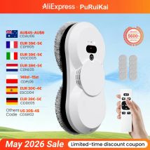 Robot per la Pulizia dei Vetri PuRuiKai, Aspirazione 5600Pa, Spruzzo Automatico Bidirezionale con Serbatoio da 50ml, Sistemi di Sicurezza Multipli, Con Motori Brushless