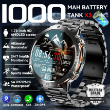 Nowy TANK X3 1000mAh Duża Bateria Wytrzymały Smartwatch dla Dorosłych GPS Kompas Altimetr 5ATM Wodoodporny Połączenia BT Sportowy Smartwatch Męski