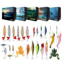 Angelgerät Adventskalender 24 Tage Angelköder Geschenkbox 2024 Weihnachts-Countdown-Kalender Fischköder-Set für Erwachsene Männer