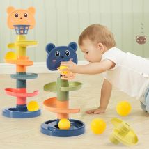 Zabawki Montessori dziecko 0 12 24 36 miesięcy tor tocząca się piłka Push Pop przesuwana piłka