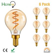 Retro Mini Globus G45 E14 LED-Glühbirne 220V 3W Warmweiß Dimmbar Bernsteinfarbenes Glas Nachtlicht Pendelleuchte Innen Spiral-Glühfadenlampe