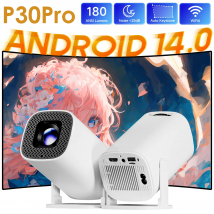 HONGTOP Android 14 P30PRO Supporta lo specchio dello schermo 720p Proiettore intelligente 4K WiFi6 Smart Home Theater Proiettore portatile esterno