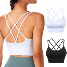 Wirefree Sport-BH für Damen, sexy Rücken, stoßfest, Fitness, kreuz und quer, Büstenhalter, Training, Sport, Laufen, Yoga, Tank-Tops, Sportbekleidung