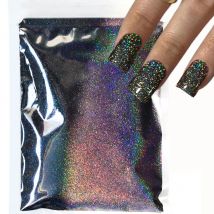 10g Laser Holographic Sugar Nail Powder 0.2mm Black White Pigment Sweater Snowflakes Winter Nail Glitter Dust Nail Sugar Powd