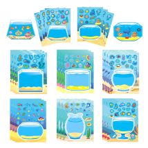 8/16PCS Lustige Cartoon Glück Aquarium Puzzle Aufkleber Spielzeug Handgemachte DIY Notebook Desktop Kreative Dekoration Wasserdichte Aufkleber