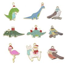 10pcs/lot Enamel Charms Pendant Dinosaur Alpaca Ornament For Jewelry Making DIY Bracelet Keychain Earring Accessories Christmas