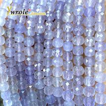 Faceted Cube Natural Stone Light Purple Lavender Chalcedony Square Spacer Beads for Jewelry Making Diy Bracelet Accessories