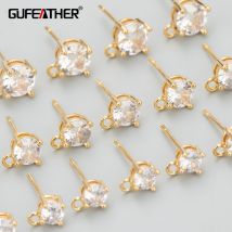 GUFEATHER MC61, Schmuckzubehör, 18 Karat Gold rhodiniert, Kupfer, Zirkone, handgefertigt, Charms, Schmuckherstellung, DIY-Ohrringe, 10 Stück/Menge
