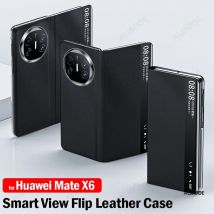 Flip-Lederhülle für Huawei Mate X6, luxuriöse Leder-Smart-View-Schutzhülle für Huawei Mate X6 5G Funda