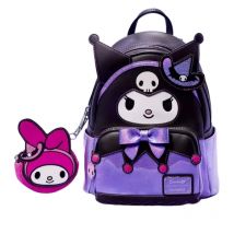 Sanrio Series Purple Kuromi My Melody Backpack Creative Backpack Storage Stationery Leather Mini