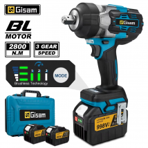 Gisam 2800N.M Torque Brushless Electric Impact Wrench 1/2 inch Screwdriver Cordless Wrench Power Tool For Makita 18V Battery Pin
