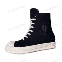 Ro Classic Design Black Canvas Boot High Top Shoe Men Casual Shoes Luxury Zipper Women Sneaker s Ankle Boots Sneakers