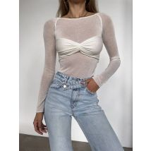 Trendix Durchsichtiger, sexy, figurbetonter Body, Dessous, Damen, 2024, langärmelig, Netz-Body, Top, modisch, Twist, rückenfrei, T-Shirts, Bodys