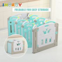 IMBABY Baby-Laufstall, Kunststoff-Laufstall, faltbarer Laufstall für Kinder, großer Babyspielplatz mit freier Matte, Baby-Aktivitäten, Zaun