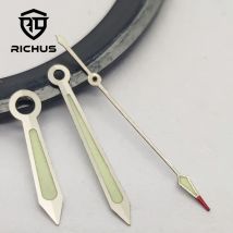 RICHUS Silberne Uhrzeiger, grün leuchtend, passend für NH34 NH35 NH36 ETA 2824 2836 Miyota8215-DG Uhrwerk
