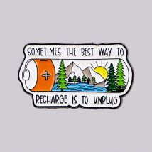 Outdoor Adventure Quotes Enamel Pin Battery Brooch Pines Lapel Pins Badge on Backpack Clothing Accessories Fashion Jewelry Gifts