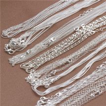 1 Stück 925 Sterling Silber 16-30 Zoll Rolo Bead Figaro Kette Halskette für Männer Frauen 9 Designs Modeschmuck