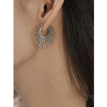 PONYKISS 925 Sterling Silver 18K Gold Sunflower Geometric Hoop Earrings for Women Trendy Fine Jewelry Personality Accessories