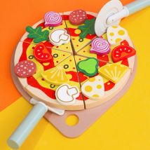 Küche Pretend Spielen Spielzeug Holz Simulation Lebensmittel Zubehör Pizza Salat Dessert Set Montessori Pädagogisches Spielzeug für Kleinkind 3 +