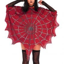 Gothic Glitter Spinnennetz Kostüm Poncho Halloween Kostüm für Frauen Deluxe Sider Web Poncho Cape Party Cosplay Outfit