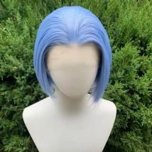 13X4 synthetische Lace-Front-Perücken, hellblau, gerade, kurzer Bob-Schnitt, leimlose Spitzenperücke, 20,3 cm, Piexie-Perücke mit natürlichem Haaransatz