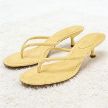 Novelty Designer Kitten Heel Split Toe Slippers for Women Comfort Round Toe Beach Flip-flops Sandals Fashion Brand Shoes Ladies
