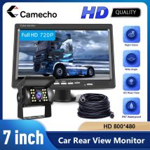 Camecho 7-Zoll-Auto-Monitor, LCD-Display, Rückfahrkamera, wasserdicht, 4-polig, IR-Nacht-Rückfahrkamera für Bus, LKW, Wohnmobil, Wohnwagen, Anhänger