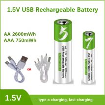 1.5V AA 2600mWh AAA 750mWh USB Rechargeable Battery TYPE-C Charging for Mouse Clock Shaver Thermometer Household Devices