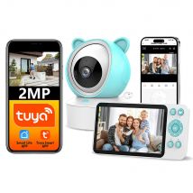Keine APP oder Tuya Smart Life APP-Steuerung WiFi-Sounderkennung Audio Video Nanny 940NM Infrarot-Babyphone-Kamera mit 5-Zoll-Bildschirm