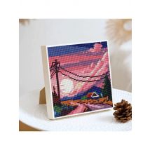 Huacan 8pcs Diamong Painting Landscape Complete Kit Round Diamond Mosaic Mountain Sea Handmade Home Decoration
