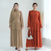 2024 neue einfarbige lange Kleid muslimische Frauen bescheidene Kleider Islam Kleidung elegante Damen Party Abaya