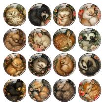 Handgemachte schlafende Hirsch Kaninchen Fuchs Foto Glas Cabochon Flatback Demo flache Rückseite Cameo für DIY Schmuck machen liefert Zubehör
